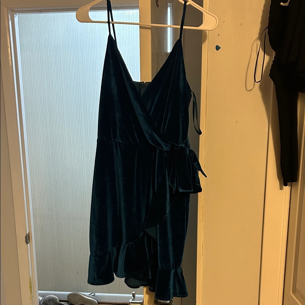 She + Sky Deep Blue Ruffle Mini Dress